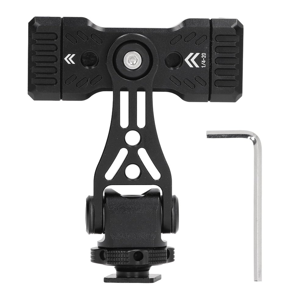 Cell Phone Tripod Mount Adapter Metal with 360 Degree Rotation, 60-90mm Clamp Size - Durable Aluminum Alloy, Cold Shoe for Vlogging and Streaming