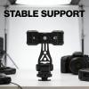 Cell Phone Tripod Mount Adapter Metal with 360 Degree Rotation, 60-90mm Clamp Size - Durable Aluminum Alloy, Cold Shoe for Vlogging and Streaming view 4