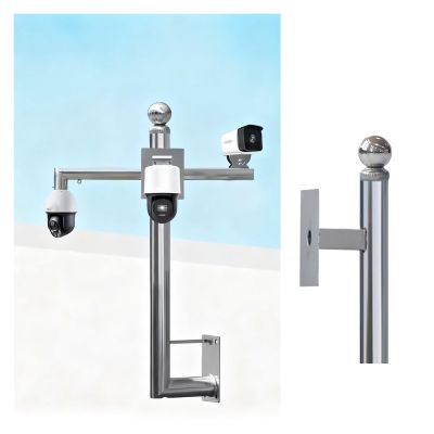 Outside Security Camera Bracket Wall-mount Pole, All-weather Surveillance Cameras Holder Pole Weatherproof & Rustproof, Tall CCTV Pole Mount Bracket(ligjt grey,3.9 ft(1 1/5 m))