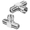 2PCS 2 in 1 Out Coaxial Cble Splitter, F Type RG6 Male to Dual F Female Coax Splitter, 3-Way Coaxial Cable Connector for Video Cables, TV Antenna SatelliteTuner, TV, Satellite, Antenna and Cable Box view 1