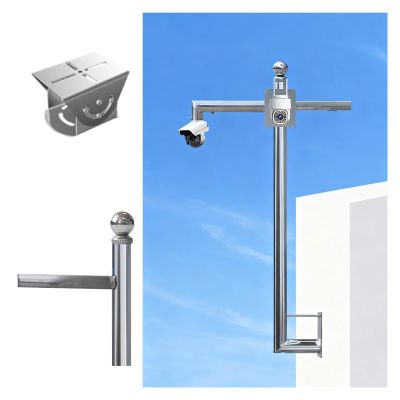 1.6 3 4 5 6.6ft Wall-mounted Security Camera Pole, Stainless Steel Solar Panels/Camera Mounting Bracket Pole, CCTV Poles Used For Ball & Gun Cameras(B,50cm/19.7in)