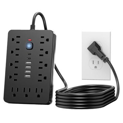 17-in-1 Powers Strip 11-Outlet Surge Protector, 4 USB Ports, 2 Type-C Ports | 5 6.6 10-Foot Extension Cord Options for Home Office Electronics Charging