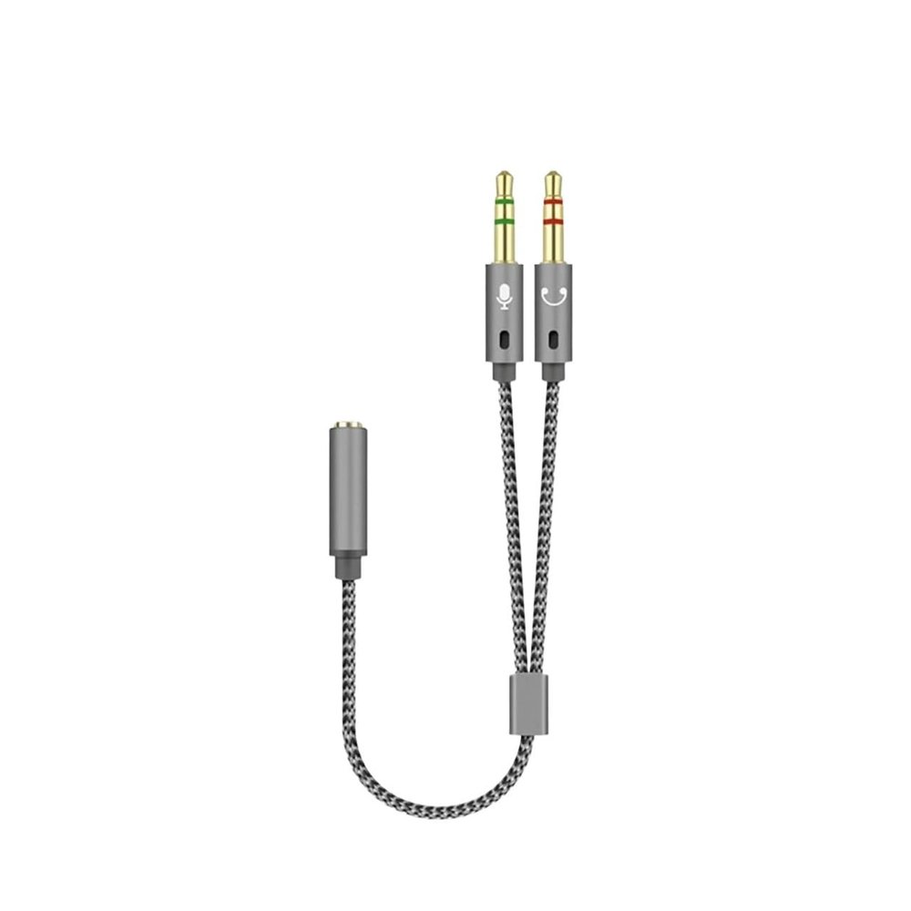 ACGTUY RYRA Y-Shaped Headphone Splitter 3.5mm 1 Female to 2 Male 3.5mm Mic Audio Y Splitter Cable Headset to PC Adapter AUX Cable(Gray)