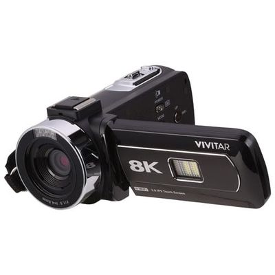 Vivitar 4K & 8K Video Camera Camcorder  Ultra HD with Flip Screen, Microphone, Remote, Zoom, for YouTube, Vlogging, Content Creation & Filmmaking (Black) (8K Black)