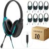 Gumdrop DropTech On-Ear Wired Headphones w/Mic | USB A (10 Pack) - Long Tangle Free Chew-Proof Cord - Rugged Reliable Drop Tested and Comfortable for Kids K-12 Students Classroom and School Use view 1