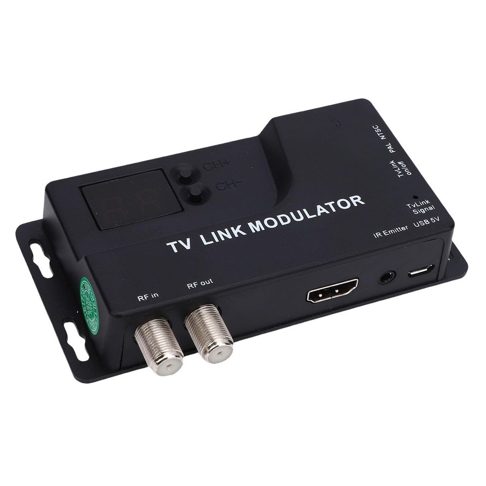Jectse RF Modulator 471.25MHz to 885.25MHz, HD Multimedia Interface Converter with Channel Display, Switchable PAL NTSC, 1080P AV Output Levels, Long Distance Transfer for TV Game