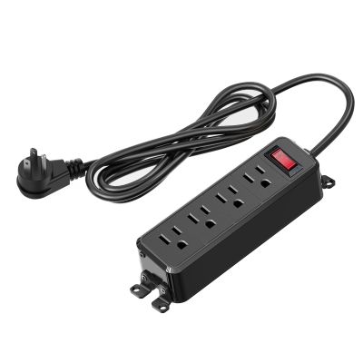 FENJIKRONIX Wall Mount Power Strip Black, 4 Outlet Mountable Power Strip with Switch, 10ft Flat Plug Extension Cord for Home, Office, and School, ETL Listed (10ft, 4 Outlets)