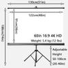 60 inch 16:9 HD 4K Outdoor Projector Screen with Stand Tripod Height Adjustable, for Home Theater Backyard Party Movie Nights view 3