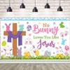 AIBIIN Easter Christian Banner No Bunny Loves You Like Jesus Easter Backdrop Spring Bunny Christian Religious Cross Party Decorations Banner for Home, Office, Garden 94.48 x 70.8 Inch view 1