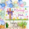 AIBIIN Easter Christian Banner No Bunny Loves You Like Jesus Easter Backdrop Spring Bunny Christian Religious Cross Party Decorations Banner for Home, Office, Garden 94.48 x 70.8 Inch view 4