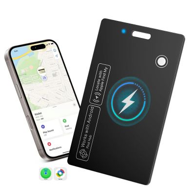 2026 Dual Platform Rechargeable Air Tags Wallet Tracker Card, Dual System Smart Card, Compatible with Apple Find My & Google's Find Hub, Item Locator,Credit Card Size Tracker,Waterproof&Light (Black)