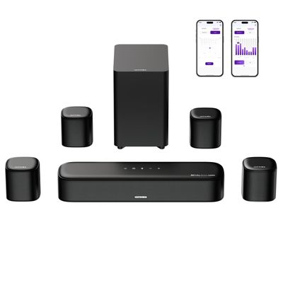 ULTIMEA 7.1ch Sound Bar with Dolby Atmos, Surround Sound System for TV with 4 Surround Speakers, Sound Bar for Smart TV with App Control, Soundbar with Subwoofer for Home Theater, HDMI eARC, Aura A60