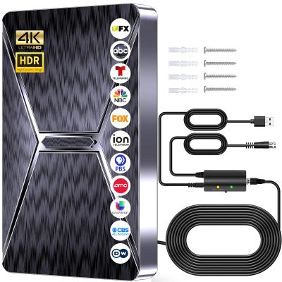 2026 Upgraded Indoor TV Antenna, 3600+ Miles Range HD Digital Antenna for Smart TV, Strongest with Amplified Signal Booster Supports 4K 8K 1080p All TVs- 38FT Coaxial Cable for Local Channels