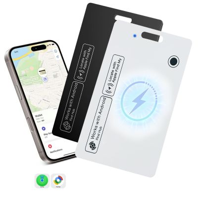 2026 New 2 Pack Dual Platform Rechargeable Air Tags Wallet Tracker Card, Compatible with Apple Find My & Google's Find Hub, Item Locator, Credit Card Size Tracker, Waterproof&Light(Black,White)