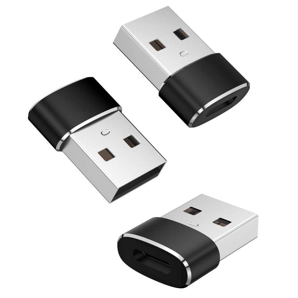 3 Pack USB to USB C Adapter for, Type-C Female to A Male Charger Converter, USB C Adapter for iPhone 17 16 Pro Max 15, iWatch 11 10 Se Ultra 3, iPad, Samsung Galaxy S25 S24, Google Pixel 10 9 (Black)