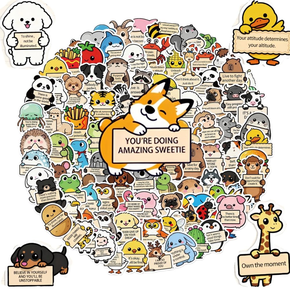 100 Pcs Motivational Stickers,Emotional Support Animal Stickers for Water Bottles,Scrapbooking Sticker
