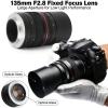 135mm F2.8 Fixed Focus Lens, Full Frame Multicoated Optical Glass for DSLR Cameras - Large Aperture for Low Light, Manual Focus, Portrait and Landscape Photography view 2