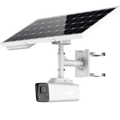 HAWK EYE SURVEILLANCE 4MP True WDR Outdoor Solar Powered Smart Bullet Camera Kit Compatible with DS-2XS2T47G0-LDH/4G/C18S40 4mm Lens
