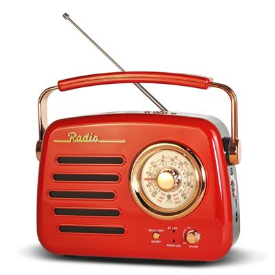 Wenpzeray D329 Portable AM FM Radio, Retro Transistor Radio Speaker with Bluetooth, USB/TF Card Playback for Home/Outdoor/Kitchen (Red)