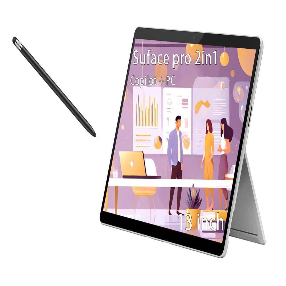 Microsoft Surface Pro, 2-in-1 Laptop, Windows 11 Pro Copilot + PC, 365 Family, 13 inch 2880 x 1920 Touchscreen, Snapdragon X Plus, 16GB RAM, 256GB SSD, Platinum, Device Only, with Pen
