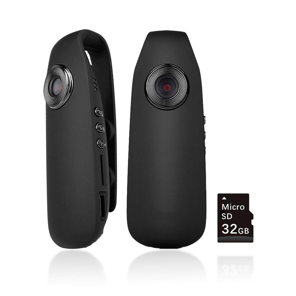 Tkiplay Mini Body Camera with Audio and Video Recording, HD 1080P Bodycam, Small Personal Police Body Cam, Clip on Wearable POV Camera with 32G SD Card, Motion Detection, Loop Record