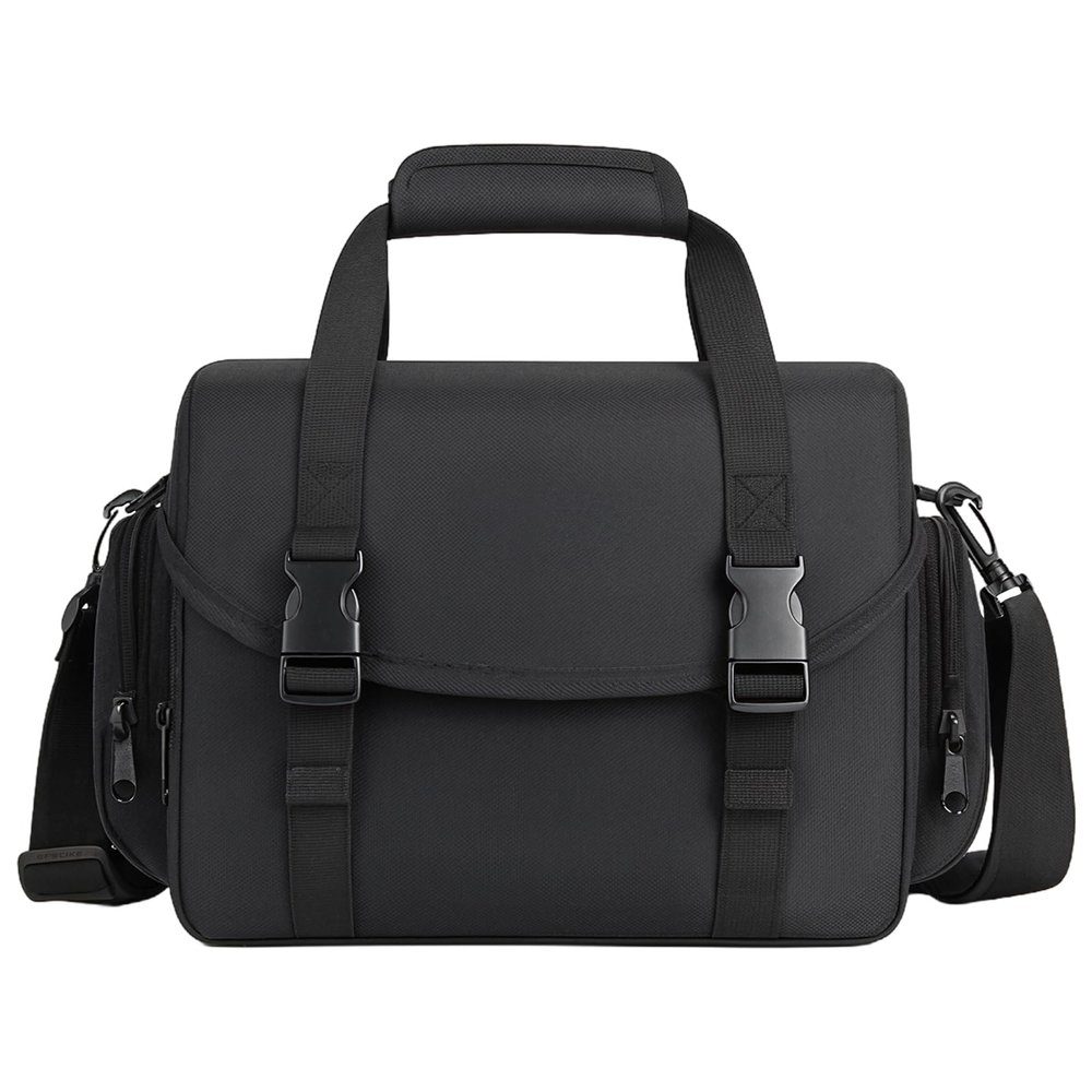 boxoon Black Single Shoulder Camera Backpack Nylon Waterproof, Dividers Adjustable Fits 1 DSLR Camera 2 Lenses, Pockets Multiple with