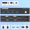 4K HDMI KVM Switch 2 Monitors 2 Computers 4K@60Hz, with 4 USB 3.0 Ports for 2 Computers Sharing 2 Monitors Keyboard Mouse Printer with 2 USB Cables, Power Adapter and Controller view 2