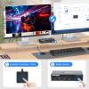 4K HDMI KVM Switch 2 Monitors 2 Computers 4K@60Hz, with 4 USB 3.0 Ports for 2 Computers Sharing 2 Monitors Keyboard Mouse Printer with 2 USB Cables, Power Adapter and Controller view 4