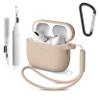 Meliya for AirPods Pro 3 Case 2025 with Cleaner Kit, Soft Silicone Protective Case for Apple AirPods Pro 3rd Generation with Keychain & Lanyard for Women Men (Milk Tea, Airpods Pro 3 2025) view 1