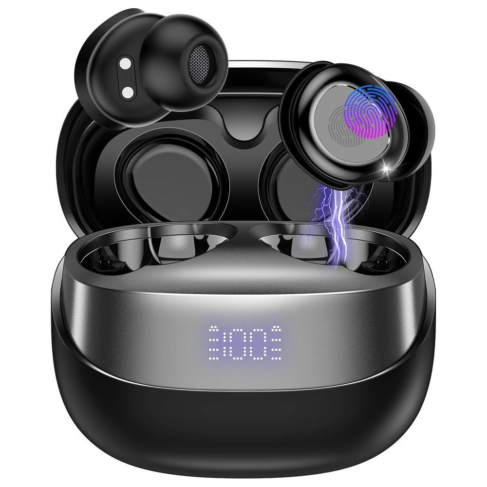 DUSONLAP Sleep Earbuds Bluetooth 5.4 in Ear Light-Weight Headphones, Mini Sleep Headphones Small Design for Side Sleepers, 47H Playtime with Charging Case, Deep Black