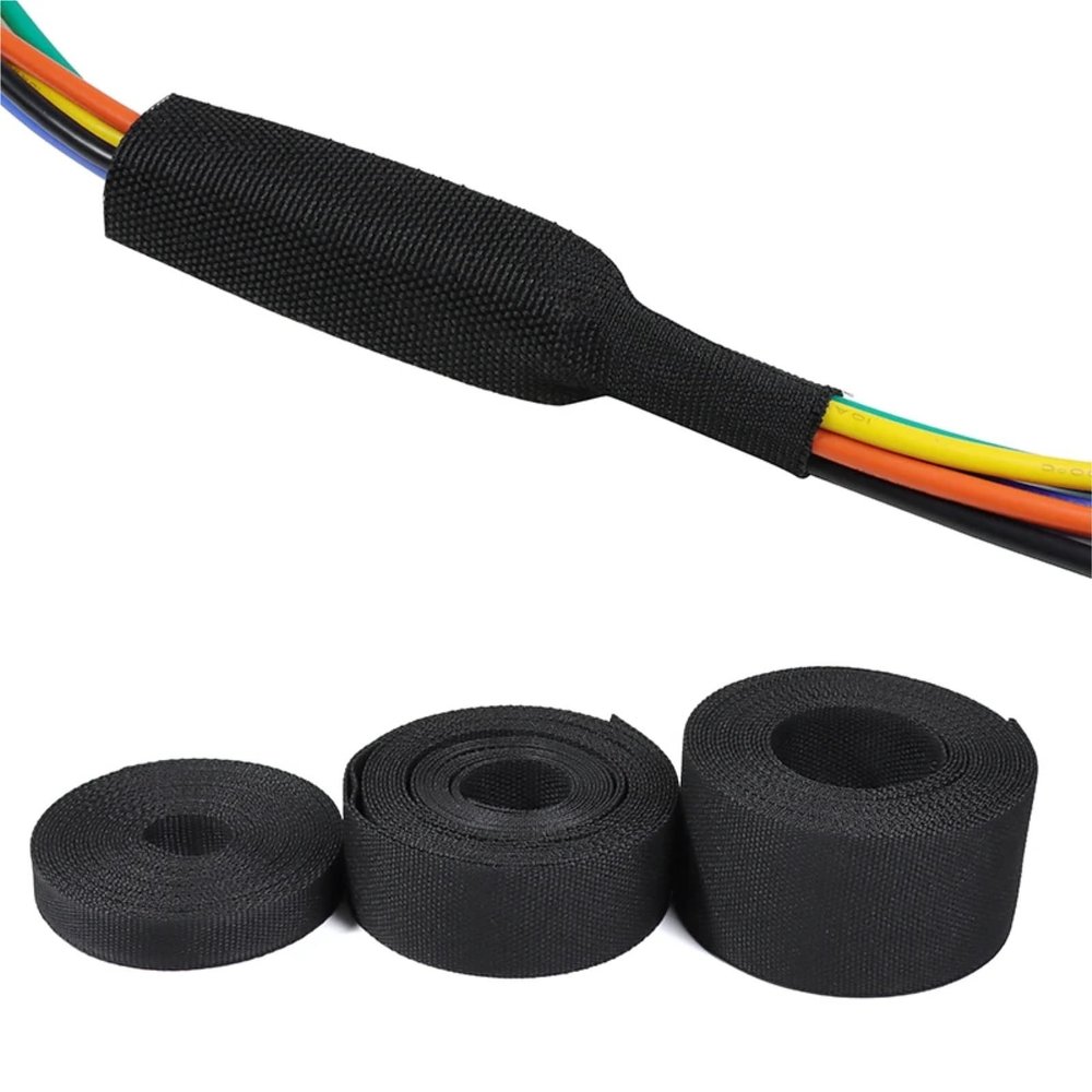 1Pc Heat Shrink Braided Cable Sleeve ID 6~100mm Insulation Flam Retardant Wire Wrap Sheath Protection PET(Inner Diameter 8mm,1 m)