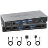 Displayport KVM Switch 2 Monitors 2 Computers, Aluminum 4K@60Hz 2 HDMI Dual Monitor 4 USB3.0 KVM Switcher 2 DP in 2 HDMI Out KVM Switcher for 2 PC Sharing Keyboard Mouse Printer Mic and Audio Output view 1