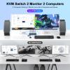 Displayport KVM Switch 2 Monitors 2 Computers, Aluminum 4K@60Hz 2 HDMI Dual Monitor 4 USB3.0 KVM Switcher 2 DP in 2 HDMI Out KVM Switcher for 2 PC Sharing Keyboard Mouse Printer Mic and Audio Output view 2