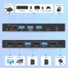 Displayport KVM Switch 2 Monitors 2 Computers, Aluminum 4K@60Hz 2 HDMI Dual Monitor 4 USB3.0 KVM Switcher 2 DP in 2 HDMI Out KVM Switcher for 2 PC Sharing Keyboard Mouse Printer Mic and Audio Output view 3