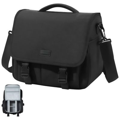 boxoon DSLR Large Camera Shoulder Bag, Oxford Fabric, Adjustable Straps Shoulder, Multiple Compartments, Fits X, Em, and More, for Ideal Photographers