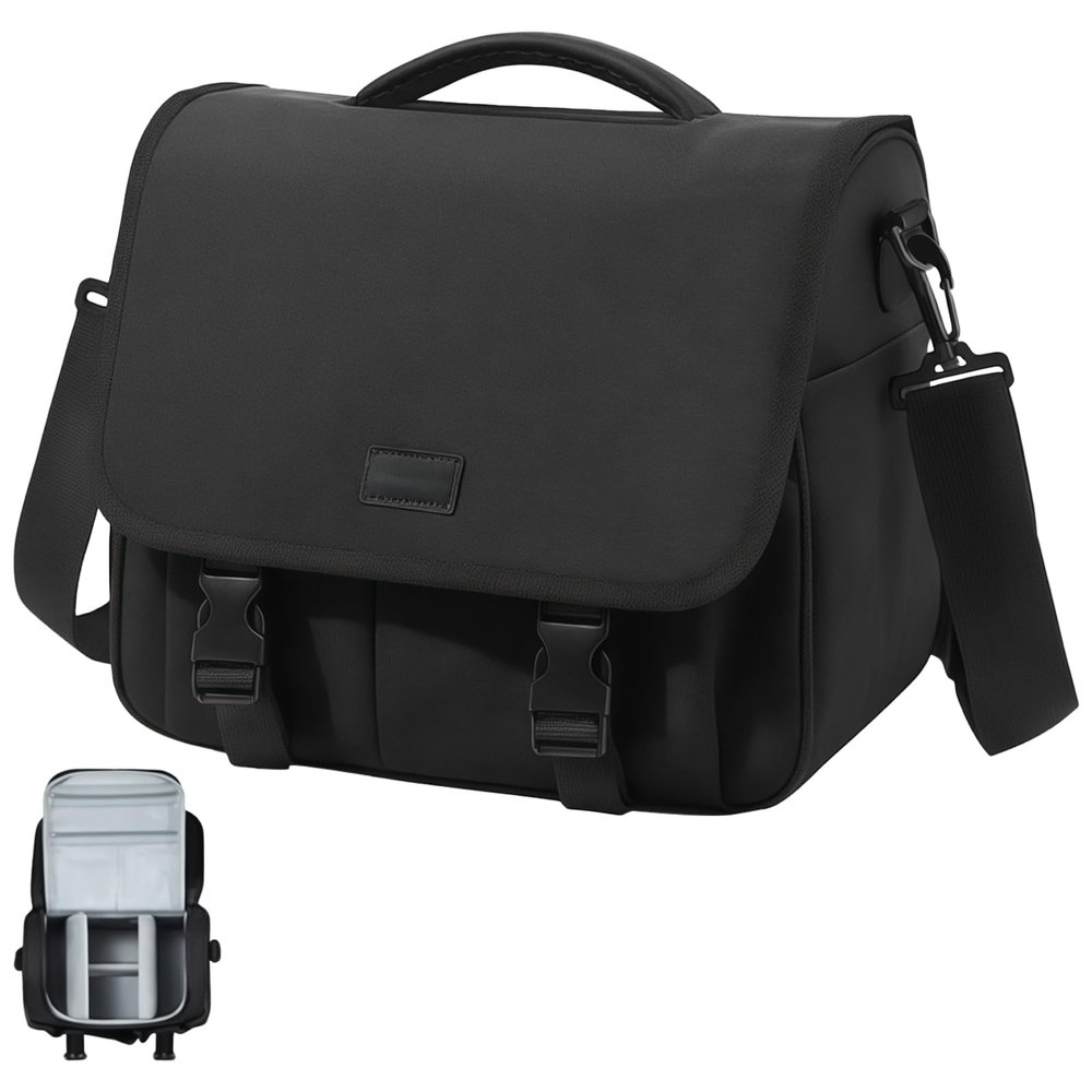 boxoon DSLR Large Camera Shoulder Bag, Oxford Fabric, Adjustable Straps Shoulder, Multiple Compartments, Fits X, Em, and More, for Ideal Photographers