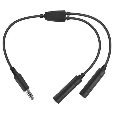 Aviation to U174/U Helicopter Headsets Adapter Communication Cable Double Plugs Converter with