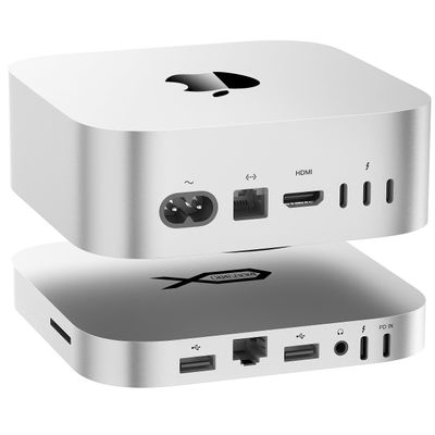 Mate Mini-B Dock for Mac mini M4/ M4 Pro80Gbps Aluminum Alloy Stand, M.2 PCIe SSD Slot (Up to 8TB), USB-C, 2X USB-A 3.0, 2.5G LAN, SD4.0, PD3.0 Type-C, Audio Jack