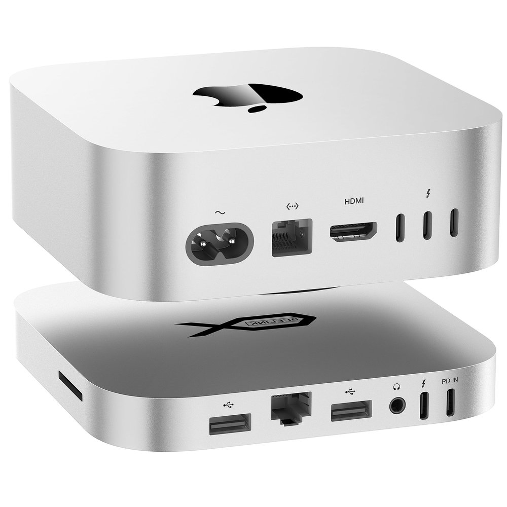 Mate Mini-B Dock for Mac mini M4/ M4 Pro80Gbps Aluminum Alloy Stand, M.2 PCIe SSD Slot (Up to 8TB), USB-C, 2X USB-A 3.0, 2.5G LAN, SD4.0, PD3.0 Type-C, Audio Jack
