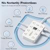16-in-1 Power Strip with Switch & Surge Protection, Portable Flat Plug Surge Protector Power Strip, with 12 AC Power Outlets 4 USB(2C), 5/10 FT Extension Cord, for Home Office Travel (White-A, 10FT) view 3