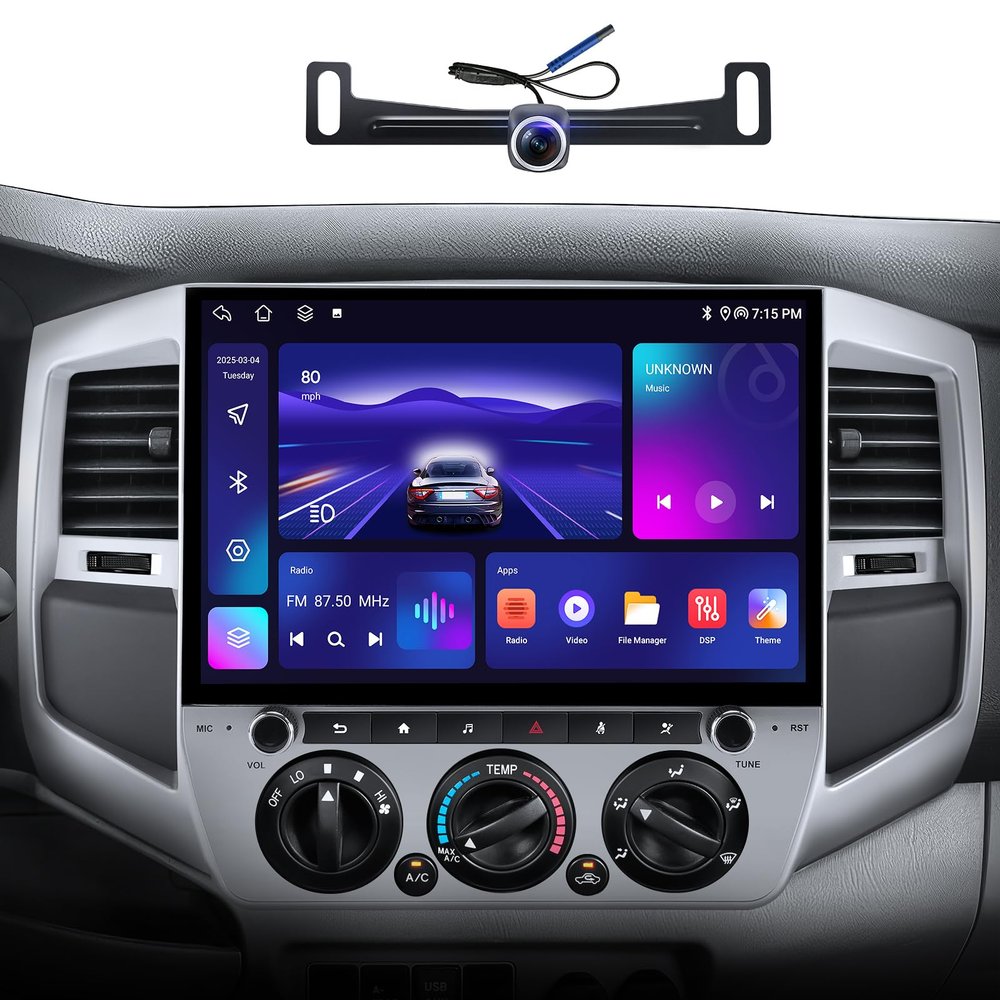 12.5 inch Car Stereo Dash Kit Replacement for Toyota Tacoma Radio Upgrade 2005-2015,QLED Touch Screen Head Unit w/Wired Wireless CarPlay Andriod Auto GPS Navigation 5GWiFi FM/AM (12.5 inch 6G+128G)