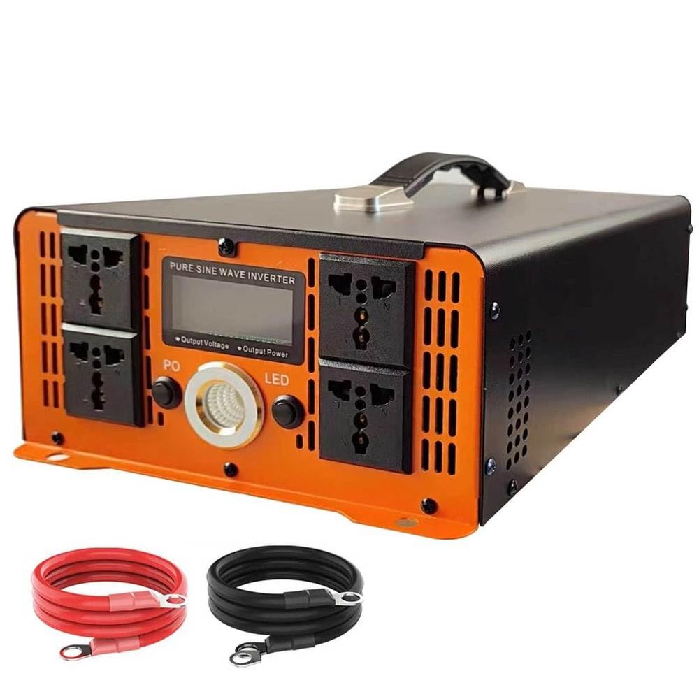2500/3000/3500W Pure Sine Wave Inverter 12V DC to 110V 120V AC Converter for Home, RV, Truck, Off-Grid Solar Power, Power Inverter with 4 AC Outlets & LED Lighting,3000W