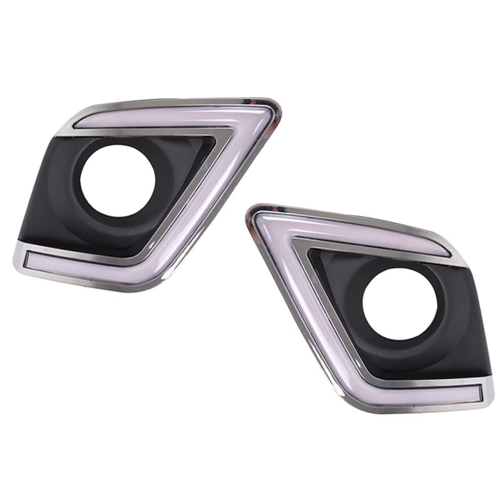 2Pcs LED Daytime Running Light Fog Light DRL Turn Signal Light for Toyota Hilux Revo Vigo 2015 2016 2017-White Yellow (White)