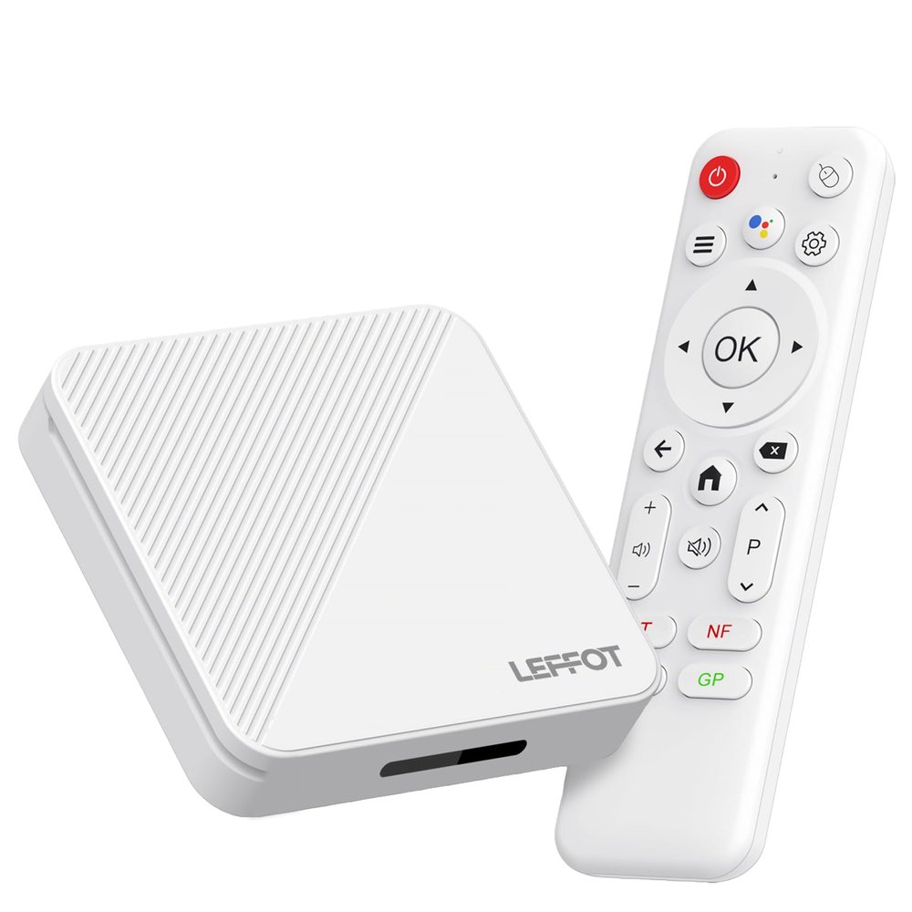 Android 14.0 TV Box 2025, LEFFOT H313 4K Ultra HD Streaming Device for TV with BT 5.4, 2GB RAM + 16GB ROM, Smart TV Box with Voice Remote, USB 3.0, HDR 10, 2.4G & 5G WiFi 6
