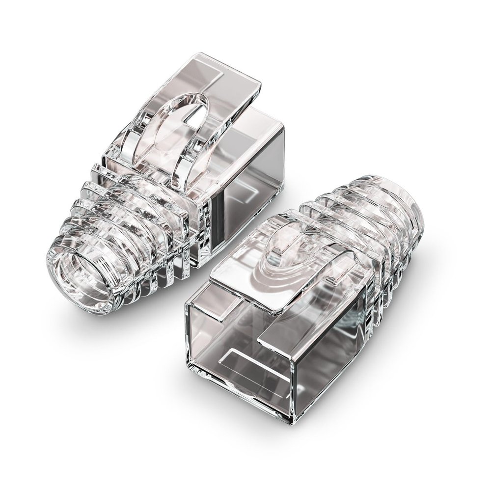 100pcs RJ45 CAT7/CAT6a Ethernet Cable Strain Relief Sleeve Cable Connector Plug Cover(Transparent 100PCS)