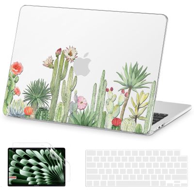 AKIT Compatible with MacBook Air 13 inch Case 2026 2025 2024-2022 M4 M3 M2 A3240 A3113 A2681, Unique Hard Shell Laptop Case+Screen Protector+Keyboard Cover for MacBook Air 13.6 inch, CactusFlowers