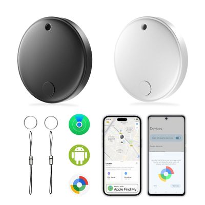 AI.QVOKA Smart Tracker Tag for iOS | Android, Item Locator Key Finder Works with Apple Find My & Google Find Hub | Bluetooth Tracker for Luggage, Keys, Wallet, Suitcases - 2 Pack