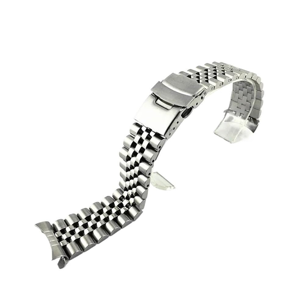 2022mm Men's Sports Solid Stainless Steel Watchband Fit for Seiko Skx007/Skx009 SRPD63K1 Jubilee Curved End Bracelet(Type B with logo,22mm)