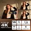 Video Camera, 4K Camcorder 56MP Digital Video Recorder 18X Zoom 3" 270 Rotation Touchscreen IR Night Vision, Wifi Vlogging Camera for YouTube 64GB Card Anti-Shake Remote Control Camera Bag Lens Cap view 2