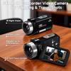 Video Camera, 4K Camcorder 56MP Digital Video Recorder 18X Zoom 3" 270 Rotation Touchscreen IR Night Vision, Wifi Vlogging Camera for YouTube 64GB Card Anti-Shake Remote Control Camera Bag Lens Cap view 3
